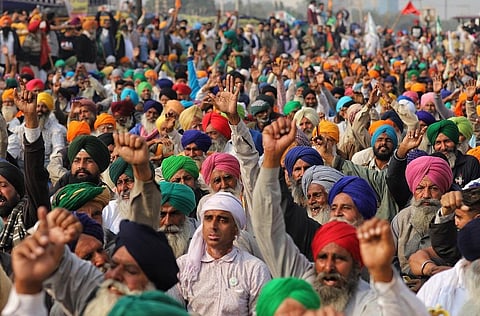 कृषि कानूनों के विरोध में दिल्ली की सीमा पर बैठे किसान। फोटो: विकास चौधरी