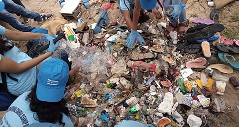 The waste found at Rushikulya beach. Photo: Hrusikesh Mohanty