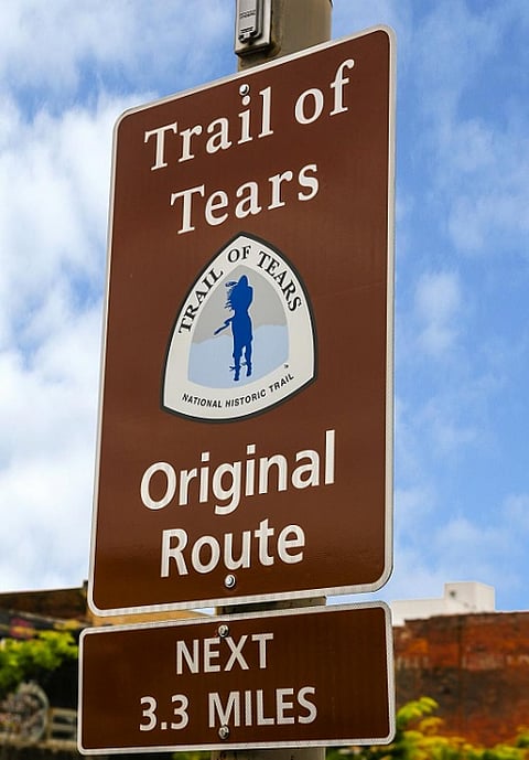 The Trail of Tears Original route sign in Chattanooga, Tennessee. Photo: istock