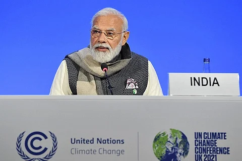 ग्लासगो में चल रहे कॉप 26 में शामिल भारत के प्रधानमंत्री नरेंद्र मोदी। फोटो: पीआईबी