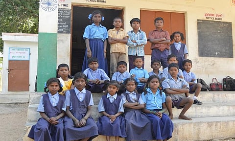 Tribal children influenced by mainstream education depicts a transitioning tribal society. Photo: Roshni Kutty