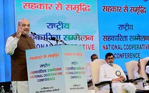 देश के पहले सहकारिता मंत्री अमित शाह एक समारोह को संबोधित करते हुए। फाइल फोटो: पीआईबी