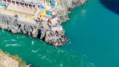 Confluence of the Alaknanda and Bhagirathi at Devprayag in Uttarakhand. Photo: iStock
