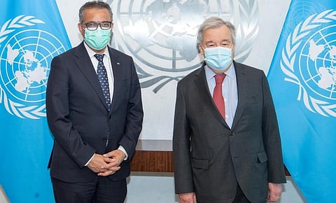 Tedros Adhanom Ghebreyesus with Antonio Guterres. Photo: @DrTedros / Twitter