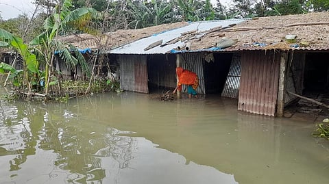 Flood waters in Companiganj upazila of Sylhet June 17, 2022. Photo: Rafiqul Islam Montu
