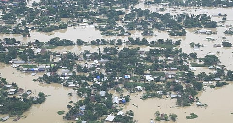 Flood-hit Silchar. Photo: @himantabiswa / Twitter