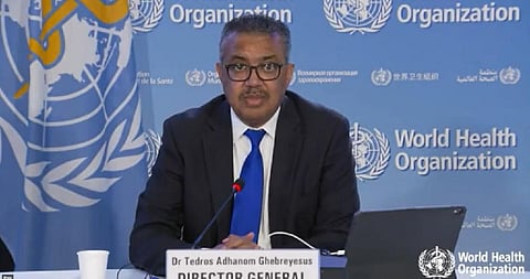 Tedros Adhanom Ghebreyesus addresses the press conference by WHO to declare monkeypox a public health emergency of international concern
