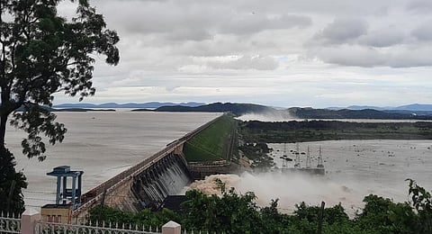 The overflowing Hirakud reservoir on the Mahanadi in Odisha. Photo: Ashis Senapati