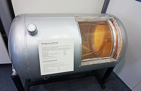Storing hydrogen is challenging as it is flammable, low in density and dispersive. Photo: Wikimedia Commons