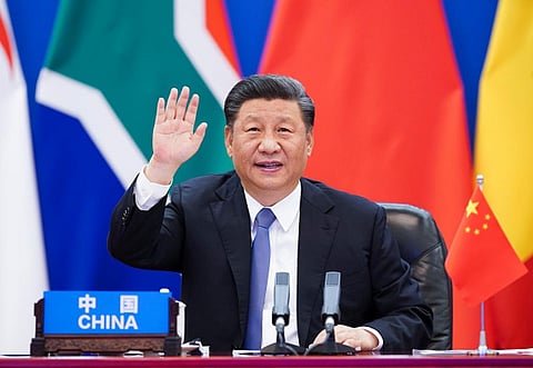 Chinese president Xi Jinping addressing the China-Africa Summit via a video link from Beijing on June 17, 2020. Photo: Huang Jingwen / Xinhua via Getty Images