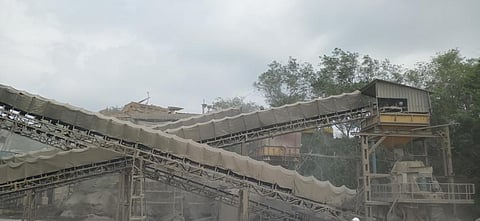 Covered conveyor belts at the stone-crusher unit. Photo: Divyansh Upadhyay