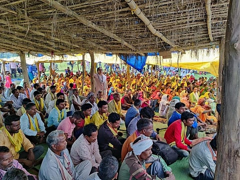 Villagers stage demonstration in Hariharpur, Chattisgarh. Photo: Alok Shukla