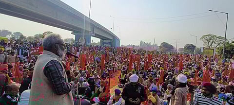 Around 10,000 people from all districts of Punjab participated in the protest under the banner of Sanjha Mazdoor Morcha. Photo: Mukesh