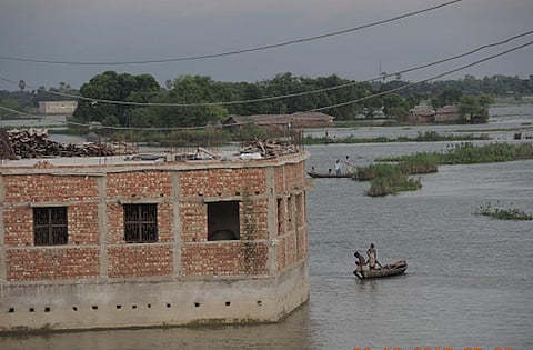 A village settlement in Kosi resembles a nucleated circular shape, with most safe houses located in the centre. Photo: Ranjeet Kumar Sahani.