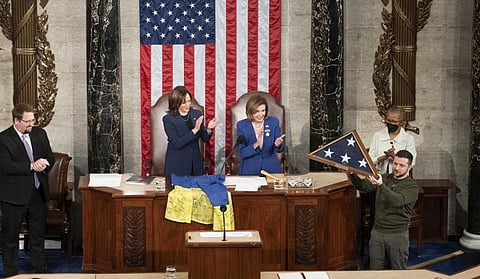 Ukrainian President Volodymyr Zelenskyy during his joint address to the US Congress. Photo: @VP / Twitter