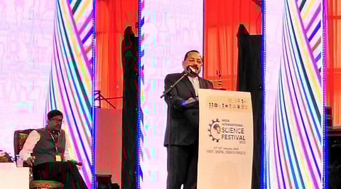 Union Minister Jitendra Singh speaking at the inaugural event of IISF 2023. Photo: @iisfest / Twitter