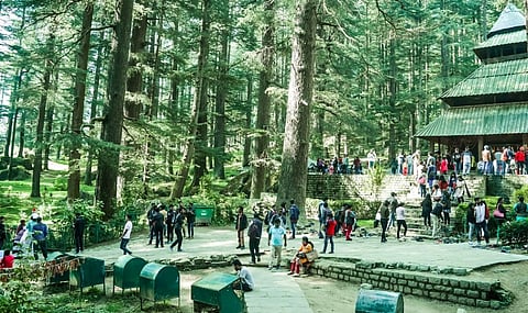 Tourists flock to the Hidimba Mata Temple in Himachal Pradesh. Photo: iStock