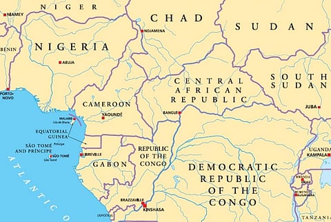 The country of Equatorial Guinea is located in Central Africa. A former Spanish colony, it is made up of the islands of Bioko and Annobón and Rio Muni on the African mainland. Map from iStock