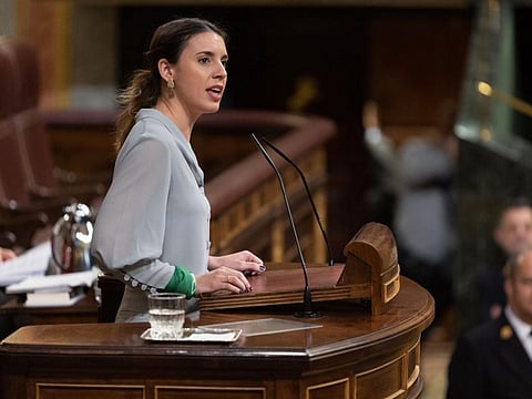 Irene Montero, Spanish Minister of Equality, intervenes in the debate on the laws on the rights of trans people and voluntary interruption of pregnancy. Photo: https://www.congreso.es/