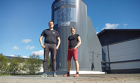 The sand battery developed by Tommi Eronen (right) and Ville Kivioja (left)
can be used by
Indian industries that require more than
10,000 MWh
heating in a year (Photograph courtesy: Polar Night Energy)