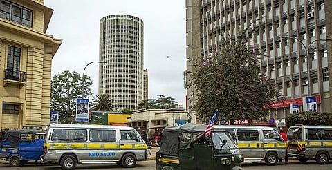 Hilton Hotel towers over Nairobi’s vibrant, if declining, central business district. Photo: Georgina Goodwin/AFP via Getty Images