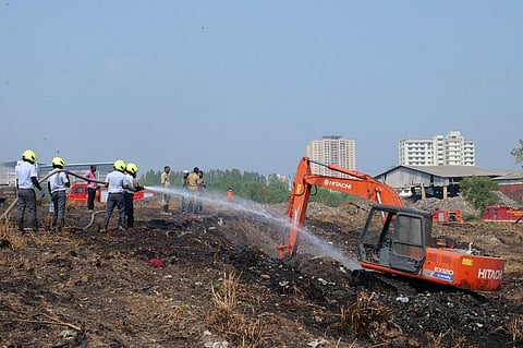 City residents said they have been witnessing the annual burning of plastic wastes within the Brahmapuram plant for the last 11 years and only this time, the things turned out of control. Photo: Shafeeq Thamarassery.