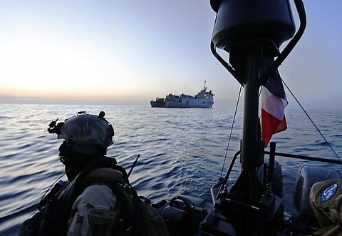 French marine commandos operate on a speed boat off the coast of Somalia, in the Gulf of Aden. Photo: AYMERIC VINCENOT/AFP via Getty Images