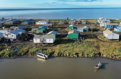 Kivalina is on a narrow barrier island exposed to storms off the Chukchi Sea. Photo: Joe Raedle / Getty Images