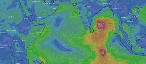 Conditions are conducive to the formation of cyclones in the Bay of Bengal. Image: A screengrab from Windy.