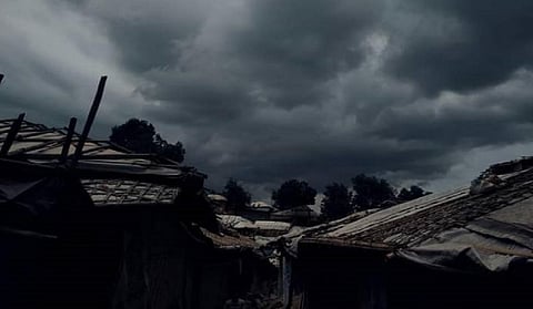 Rohingya shanties silhouetted against a dark sky. Photo by special arrangement
