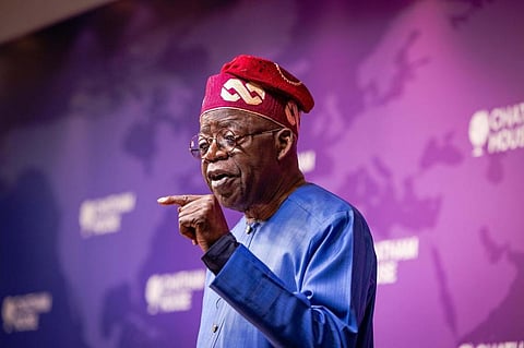 Bola Ahmed Tinubu speaking at a Chatham House event, London, in December 2022. Photo: Asiwaju Bola Ahmed Tinubu / Facebook page