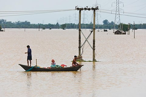 West Bengal countryside inundated by flooding in 2021. Photo: iStock