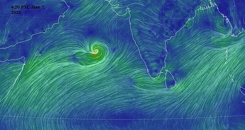 Cyclone Biporjoy as seen in this Earthnull School grab