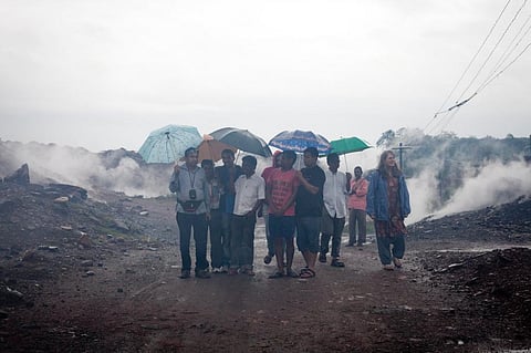 People visiting the Jharia coalfield where underground fires have been burning for over a hundred years. Photo: International Accountability Project