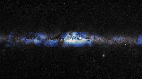 The Milky Way, as seen with neutrino particles. IceCube Collaboration / US National Science Foundation (Lily Le and Shawn Johnson) / ESO (S. Brunier)