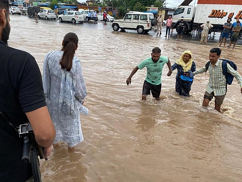 Flooded streets in Punjab following the deluge on July 8-9. Photo: @AamAadmiParty / Twitter