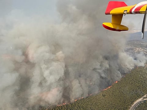 The wildfires in Rhodes, Greece. Photo: @EUClimateAction / Twitter