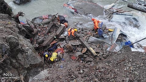 Rescuers engaged in relief efforts at the site. Photo: Rudraprayag Police