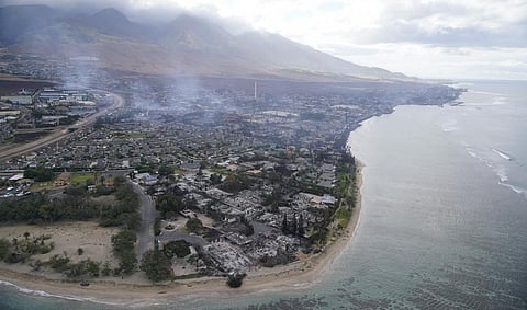 A view of the devastation in Lahaina, Hawaii, following the wildfires in August 2023. AP Photo/Rick Bowmer