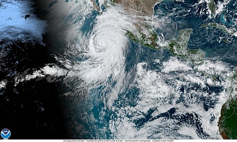 Hurricane Hilary was a powerful Category 4 storm as it headed for Baja California on Aug. 18, 2023. Photo: NOAA NESDIS