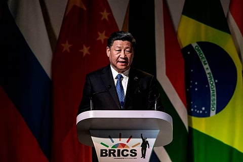China’s President Xi Jinping at the 2018 Business Forum meeting during the 10th BRICS summit in South Africa. Photo: Gianluigi Guercia/ AFP