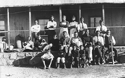 A photo showing Gandhi at Tolstoy Farm. Credit: Wikimedia Commons
