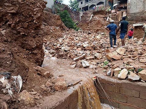 The rush of flood waters and debris wiped out at least 30 homes in Mbankolo neighbourhood, said locals. Photo: Ngala Killian Chimtom