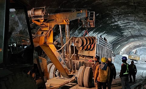 The 4.5-km-long Silkyara Bend-Barkot tunnel in Uttarkashi is part of the Union government’s Char Dham Pariyojana. Photo: Uttarakhand Police