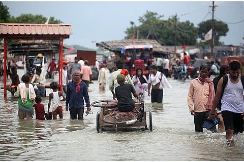 भारी बारिश से जलमग्न क्षेत्र; फोटो: आईस्टॉक