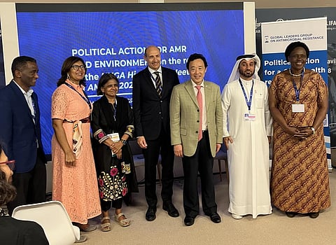 Sunita Narain (third from left) at the first COP28 side event by Global Leaders Group on antimicrobial resistance. Photo: Global Leaders Group on AMR / X (formerly Twitter)