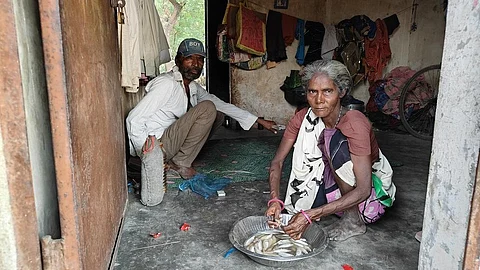 Gumaanbhai Rathod says local fish stocks have reduced in Dahej due to industrial pollution. Photo: Varsha Singh