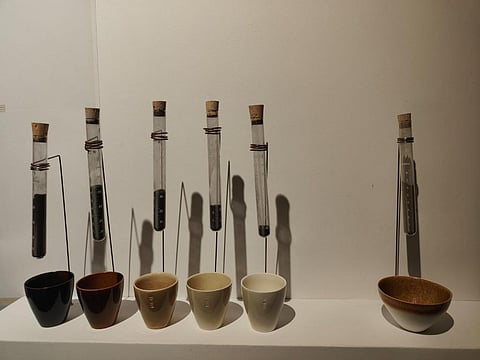 Smog-glazed cups at the second edition of Common Ground: Indian Ceramics Triennale 2024. Photo: Anumita Roychowdhury