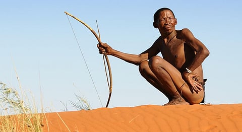A San tribesman in the Kalahari desert, Southern Africa. Photo: iStock