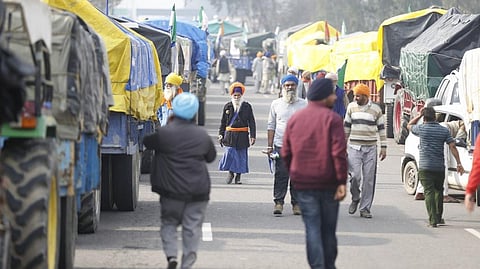 Protestors during the 2024 Farm Protests at the Shambu Border in north India. photo: Dhruval Parekh / CSE